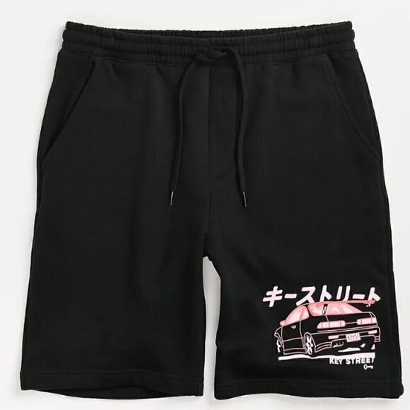 Key Street Moto Ichiban Black Sweat Shorts Size L - Picture 3 of 5